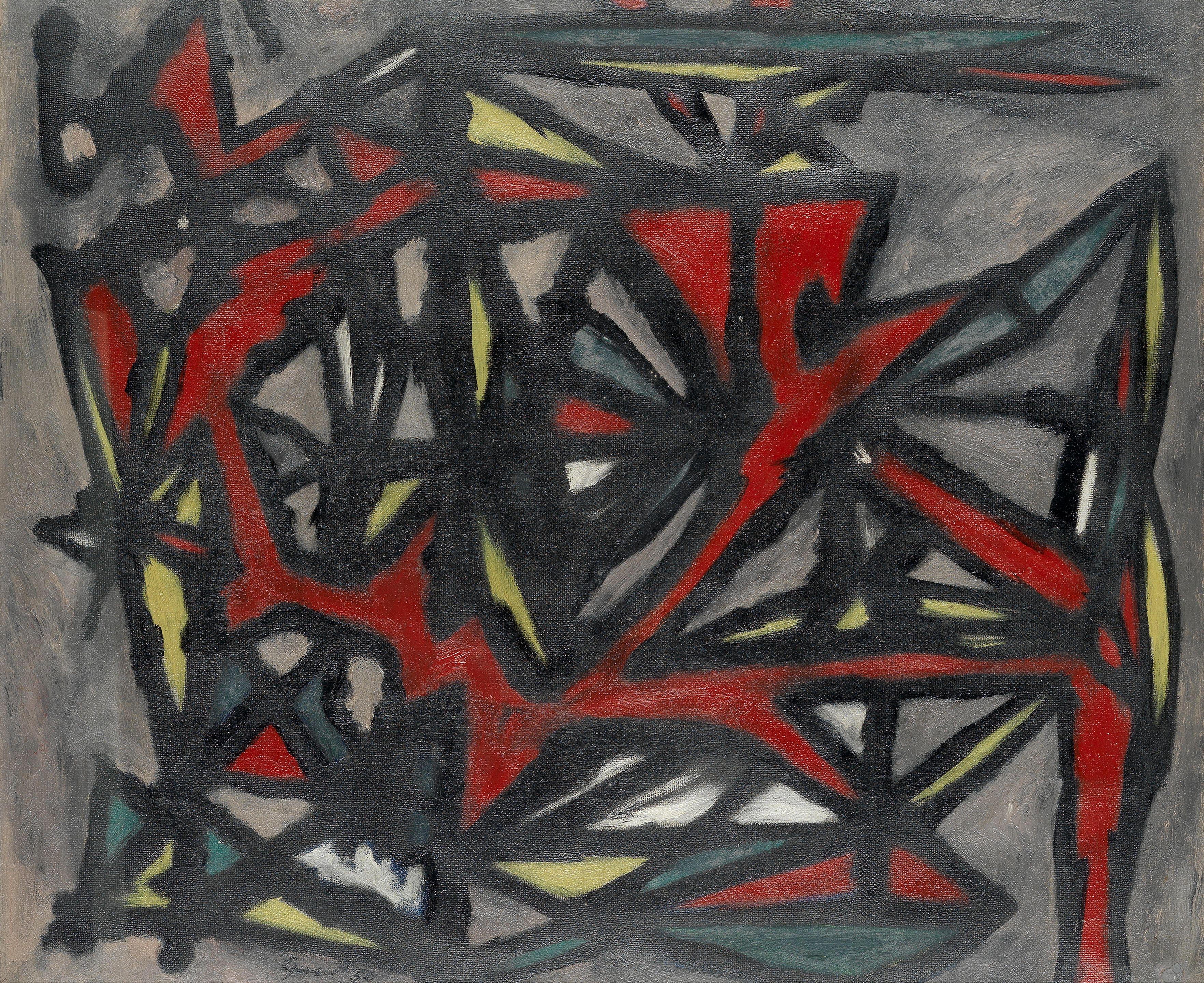 William Gear R.A. - Landscape, Black and Red