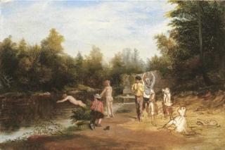 William Geddes - Study for \'The Dookin Hole, Ericht, Blairgowrie\'