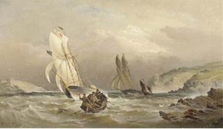 William Gibbons - Racing cutters running into the estuary at Dartmouth