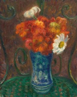 William Glackens - Flowers on a Garden Chair