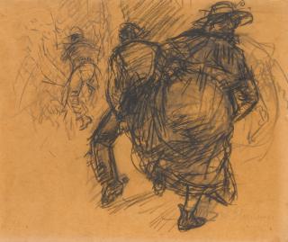 William Glackens - Lady Kicking Man in Rear