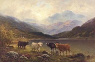 William Glover - Cattle in a Highland landscape
