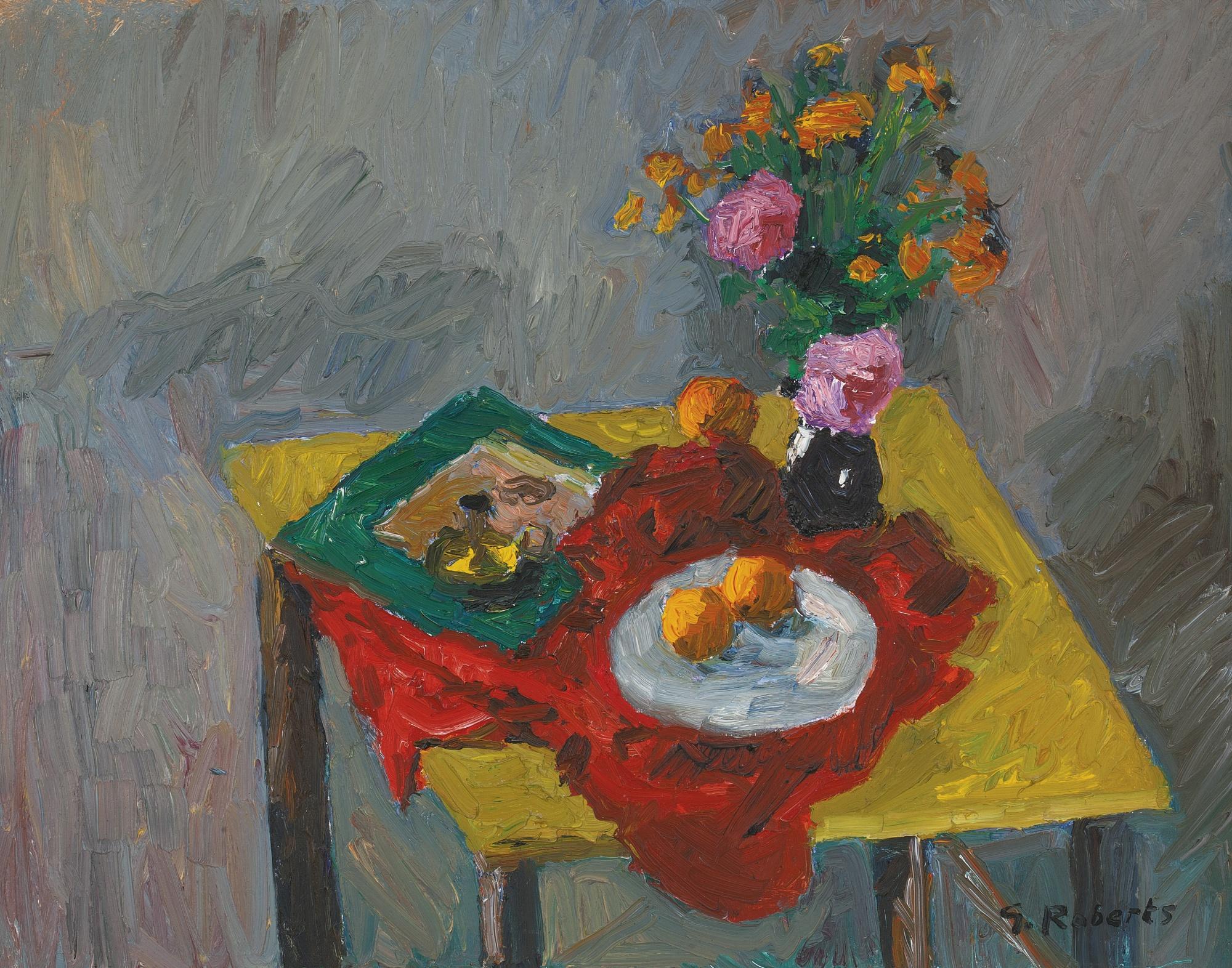 William Goodridge Roberts - Yellow Table And Flowers