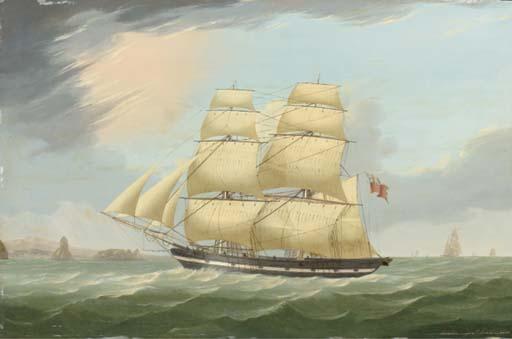 William Griffin of Hull - The snow Mary running past an offshore island under full sail