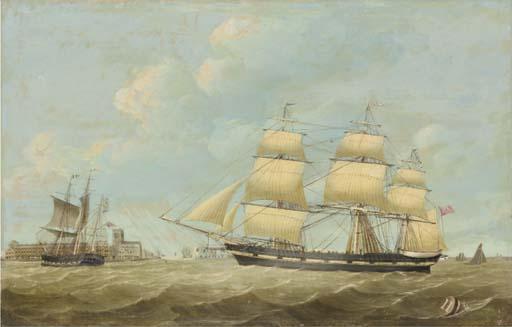 William Griffin of Hull - The whaling ships Jane and Harmony off the port of Hull, with the Holy Trinity Church on the waterfront beyond