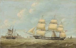 William Griffin of Hull - The whaling ships Jane and Harmony off the port of Hull, with the Holy Trinity Church on the waterfront beyond