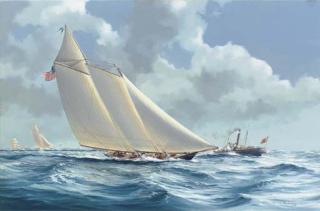 William H. Bishop - The Schooner Yacht America Racing For The Hundred Guinea Cup, 22Nd August, 1851