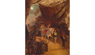 William Hahn - Circus Scene (Coming into the Arena) 18 x 15 in. framed 25 x 21 1/2 in.