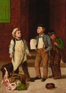William Hahn - Three Boys, City Scene