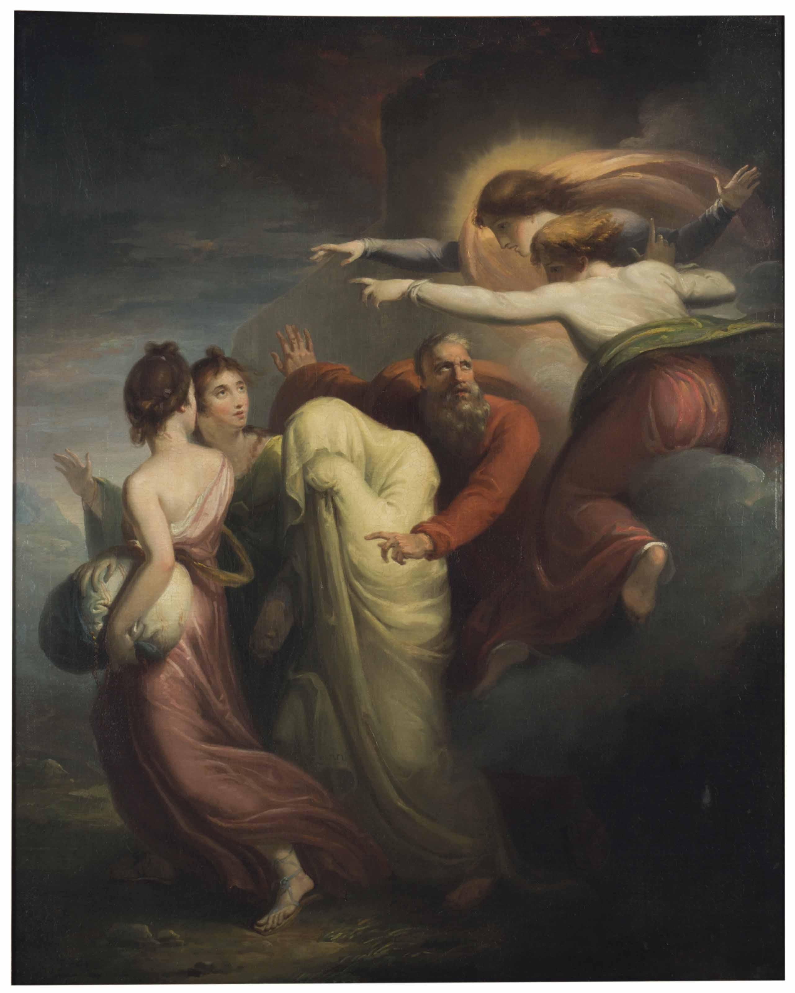 William Hamilton, R.A. - Lot with his wife and daughters cast out of Sodom