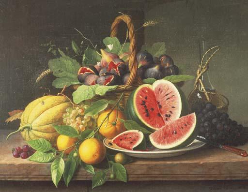 William Hammer - Still Life With Fruits On A Stone Ledge