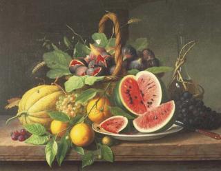 William Hammer - Still Life With Fruits On A Stone Ledge