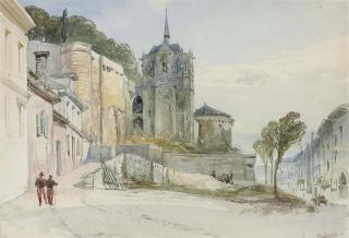 William Harding Collingwood Smith, R.W.S. - French soldiers outside the château at Amboise