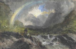 William Havell - A Mountainous River Landscape With A Rainbow