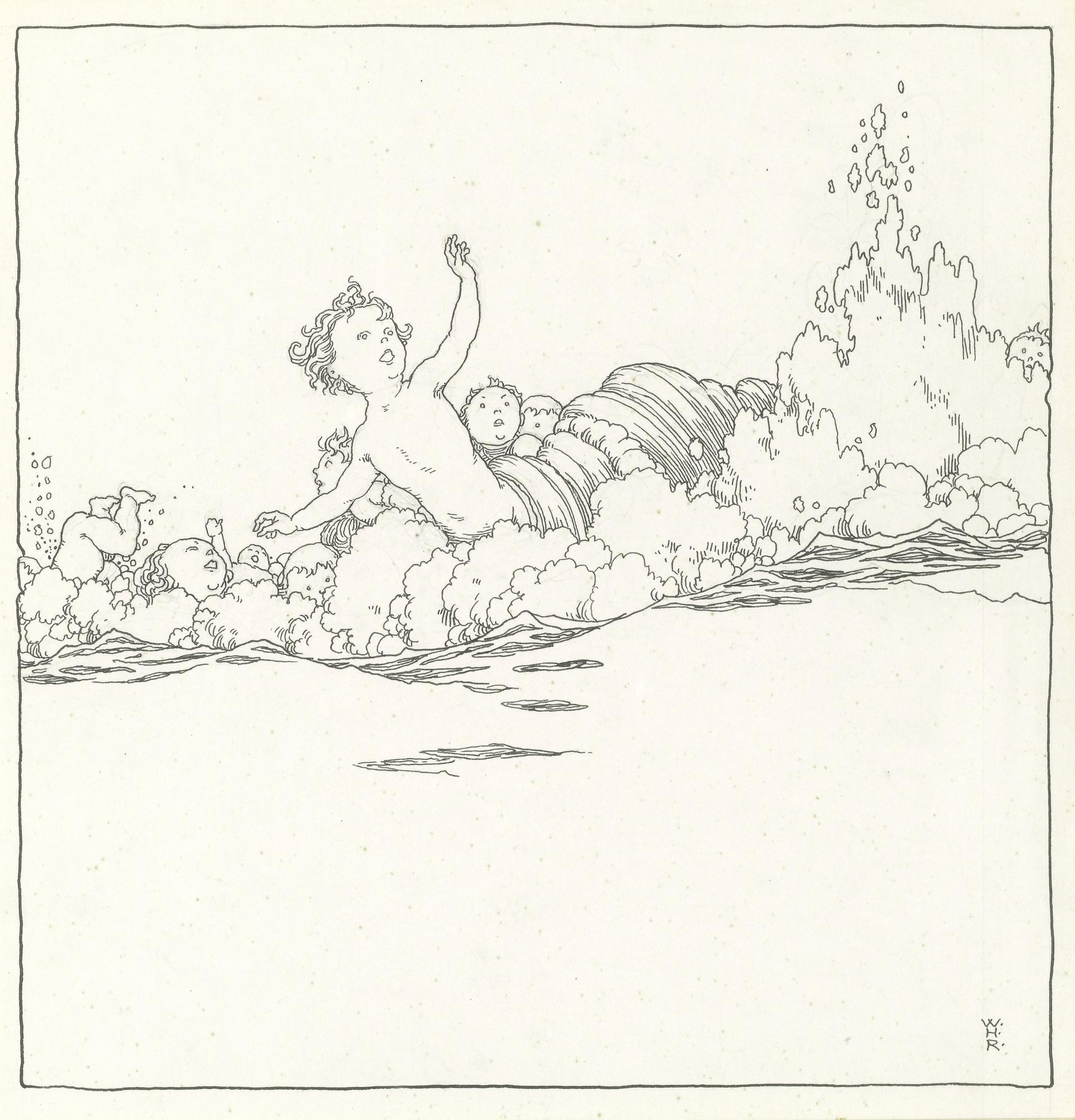 William Heath Robinson - “The Waves Tossing Surf In The Moonbeam” (From ‘The Truants’)