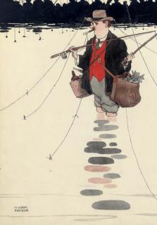 William Heath Robinson - Unsportsmanlike tactics of a competitor at a recent fishing tournament on Hampstead Ponds