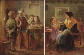 William Hemsley, R.B.A. - Threading the needle; and The reading lesson