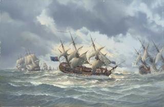 William Henry Bishop - H.M.S. Torbay at the battle of Quiberon Bay, 20th November 1759
