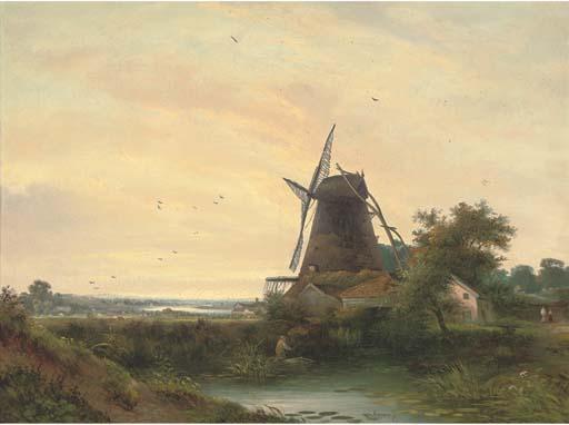 William Henry Crome - The Estuary; and The Windmill
