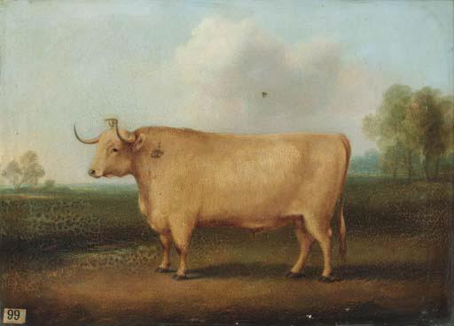 William Henry Davis - A longhorned bull in a landscape
