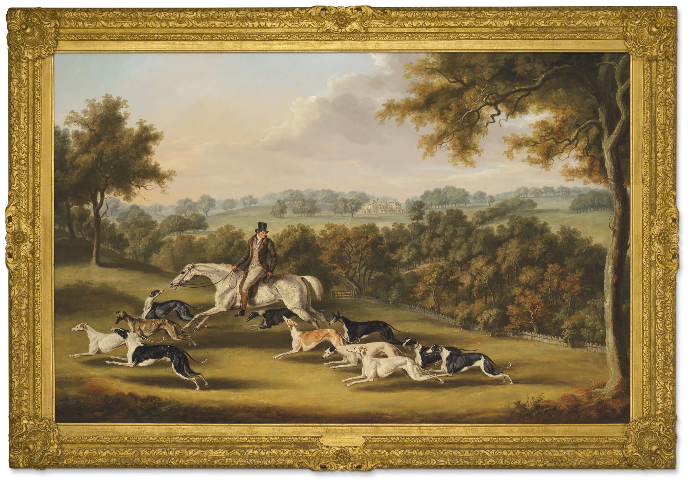 William Henry Davis - Colonel Newport Charlett\'s Favourite Greyhounds, at Hanley Court, Worcestershire
