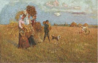William Henry Gore, R.B.A. - Harvesters at sunset