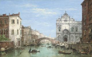 William Henry Haines - Gondolas before the Campo san Zanipolo, Venice