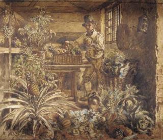 William Henry Hunt, O.W.S. - A gardener in his potting shed