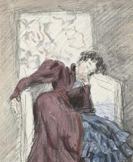 William Henry Hunt, O.W.S. - A lady asleep in a chair (recto); and A subsidiary study (verso)