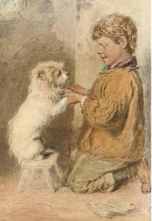 William Henry Hunt, O.W.S. - A Study of A Boy With A Dog