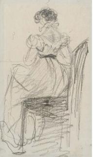 William Henry Hunt, O.W.S. - A young lady, seated on a chair, seen from the back