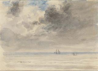 William Henry Hunt, O.W.S. - Distant shipping beneath stormy skies