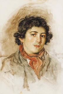 William Henry Hunt, O.W.S. - Head of a gypsy boy