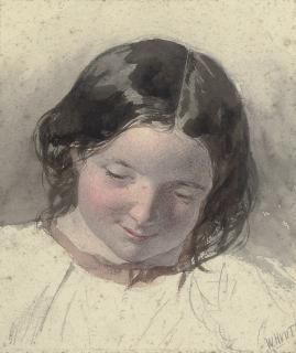 William Henry Hunt, O.W.S. - Head study of a young girl