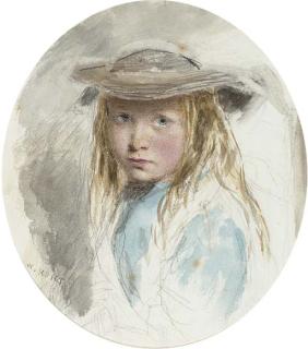 William Henry Hunt, O.W.S. - Study of a young girl