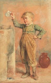 William Henry Hunt, OWS - A Young Boy Blowing A Bubble
