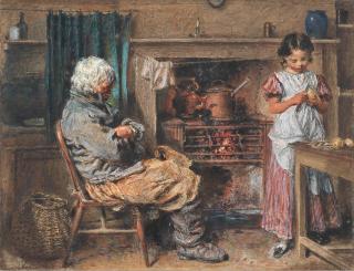 William Henry Hunt, OWS - Interior of a kitchen