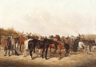 William Henry M. Turner - The Horse Fair; Horse Traders Outside An Inn, A Pair Both 23 X 30.5Cm (9 X 12In). (2)