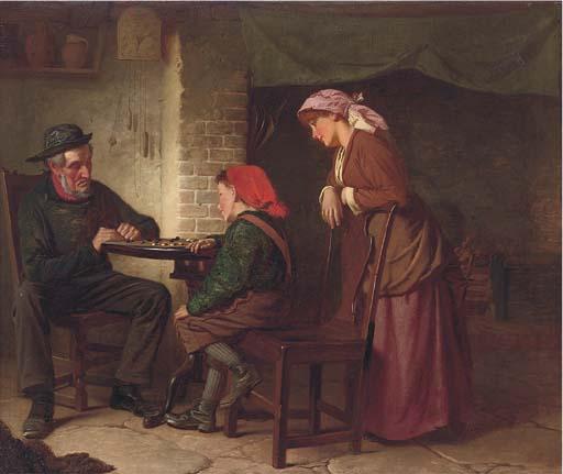 William Henry Midwood - A Game of Draughts