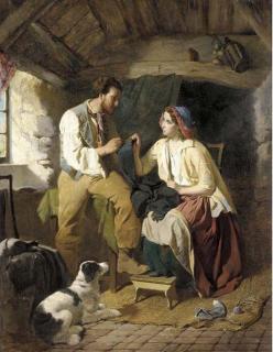 William Henry Midwood - Courting the seamstress