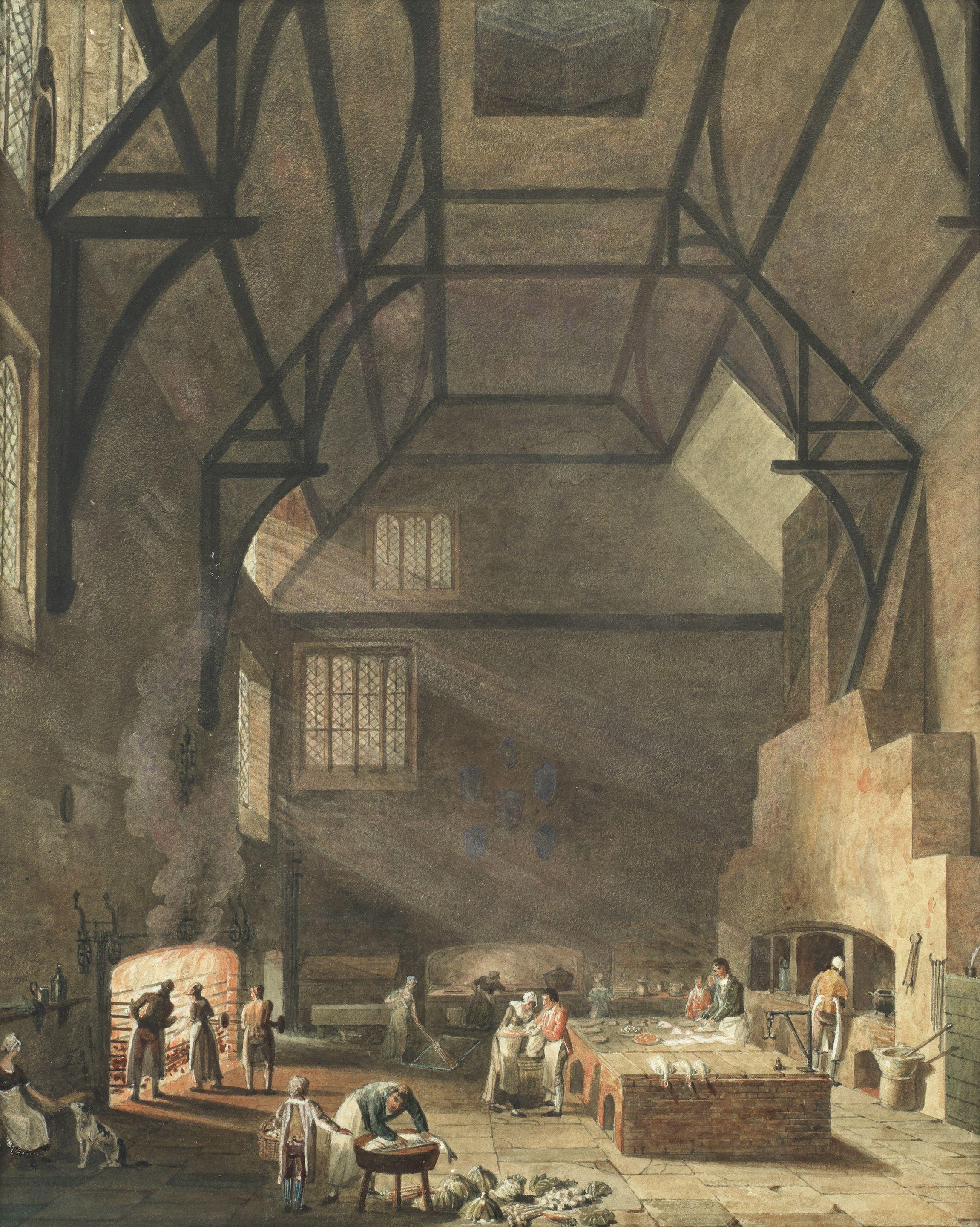 William Henry Pyne - The Kitchen Of Trinity College, Cambridge, Circa 1800