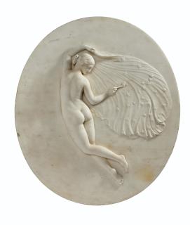 William Henry Rinehart - A WHITE MARBLE RELIEF DEPICTING EVENING
