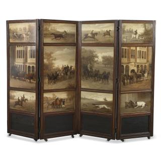 William Henry Wheelwright - British The Sporting Life: 12 Paintings Mounted As A Four Fold Screen Variously Depicting Sporting Pursuits