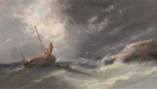 William Henry Williamson - A Fishing Lugger In An Onshore Breeze With A Wreck Beyond (Illustrated); And A Fishing Lugger In Coastal Waters