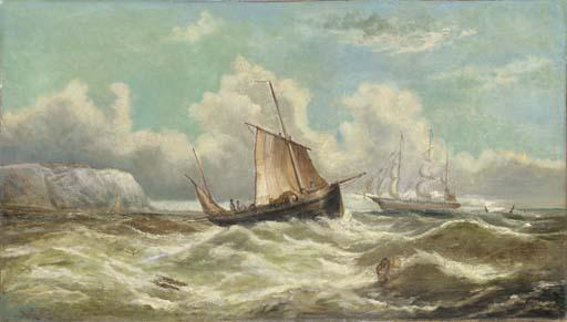 William Henry Williamson - A fishing vessel and a three-master off the South Foreland