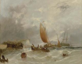 William Henry Williamson - Fishing Boats Off A Jetty