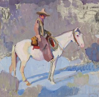 William Herbert Dunton - Cowboy on a Grey Horse