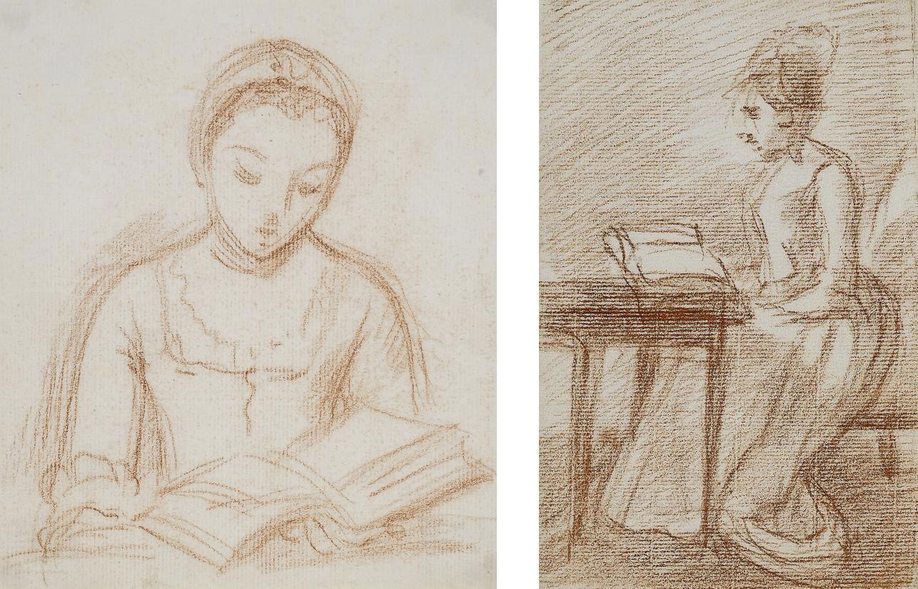 William Hoare of Bath, R.A. - Study of a lady, reading a book, deep in concentration; and Study of a lady, reading, seated at a desk (both illustrated)