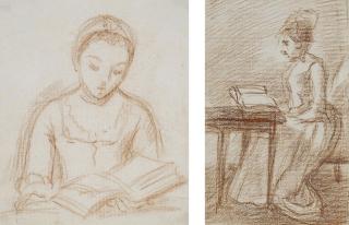 William Hoare of Bath, R.A. - Study of a lady, reading a book, deep in concentration; and Study of a lady, reading, seated at a desk (both illustrated)