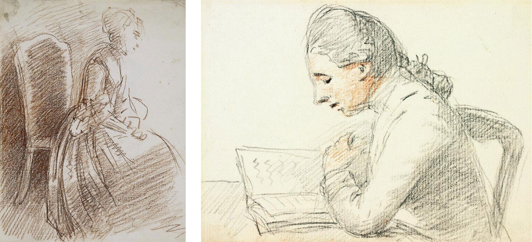William Hoare of Bath, R.A. - Study of a young academic, half-length, in profile to the left, seated at a desk; and Study of a seated lady (both illustrated)